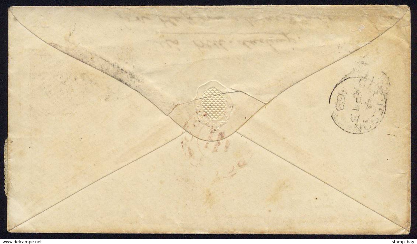 India Used In Straits Settlements - 1863 Envelope To Bristol Bearing 1856-64 4a Grey-black Blk/3 + Single Cancelled By I - 1854 East India Company Administration