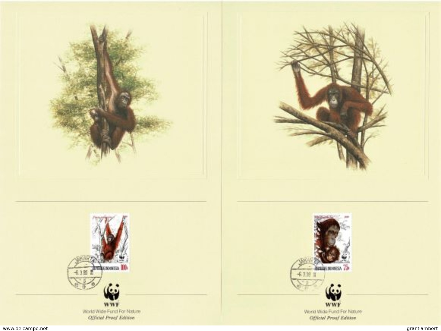 Indonesia 1989 Orangutan WWF Official Proof Edition Set Of 4 FDCs - Indonesia