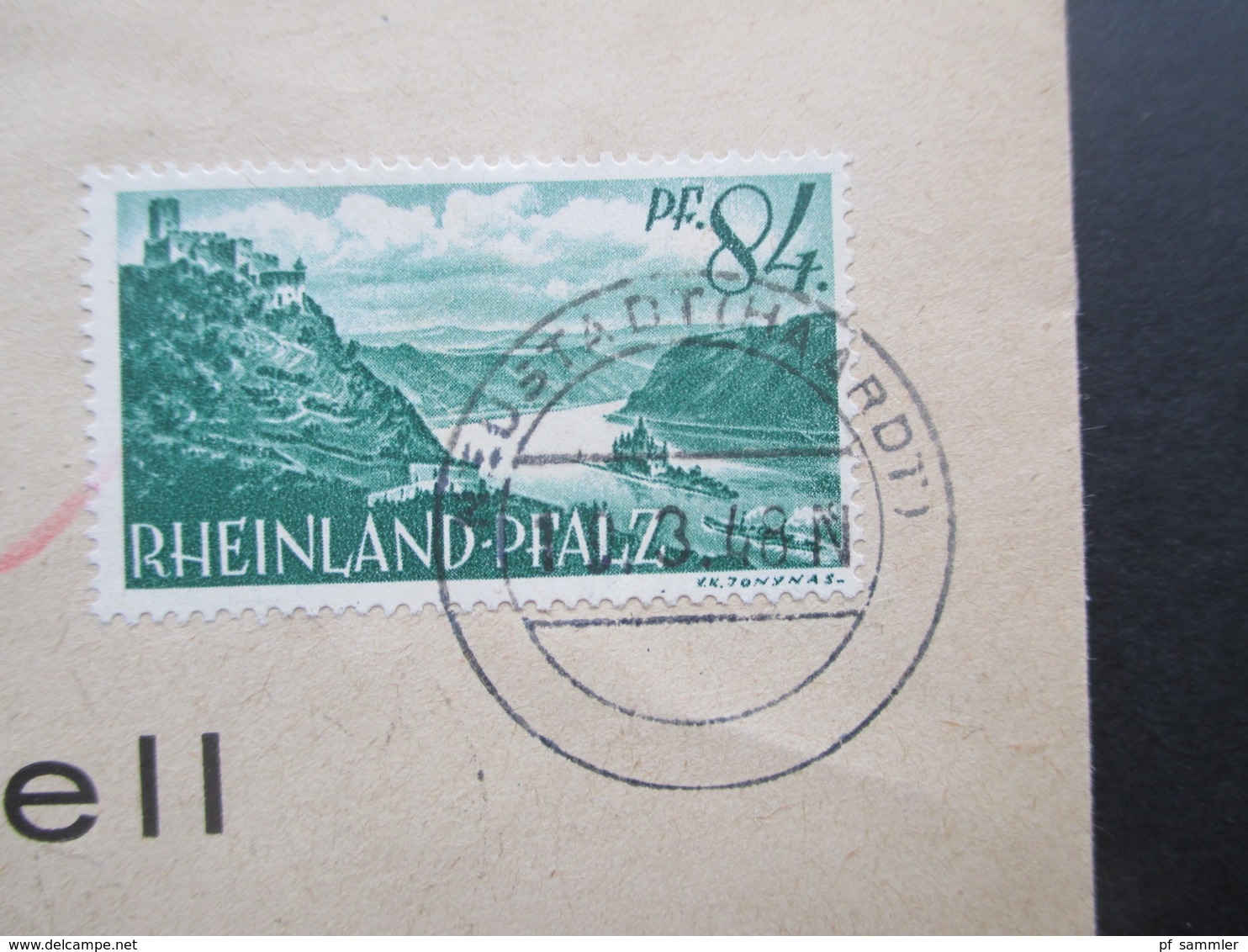 Rheinland-Pfalz 1948 Nr. 14 EF Und Roter Ra 2 Gebühr Bezahlt Auf Einschreiben Fernbrief Neustadt (Weinstr.) - Chemnitz - Rheinland-Pfalz