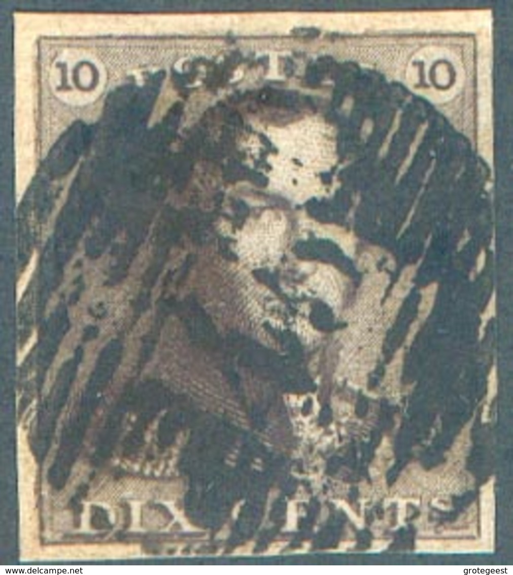 N°1 - Epaulette 10 Centimes Brune-SEPIA, Obl. P.45 GAND. - 15115 - 1849 Epauletten