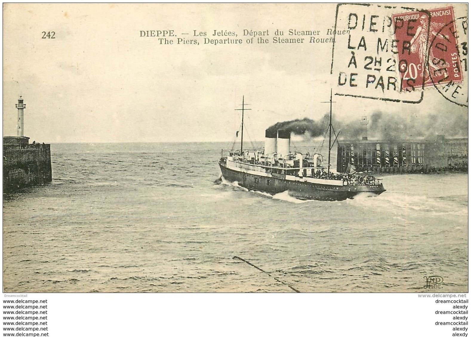 76 DIEPPE. Jetées Départ Du Steamer Rouen - Dieppe