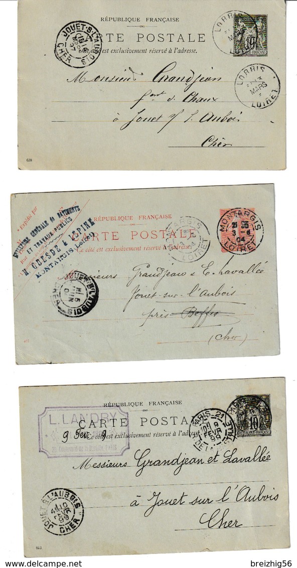 Cher JOUET SUR L'AUBOIS 18 Cartes Lettres Adressées à Mr Grandjean Fabricant De Chaux Entre 1895 Et 1904 - Autres & Non Classés