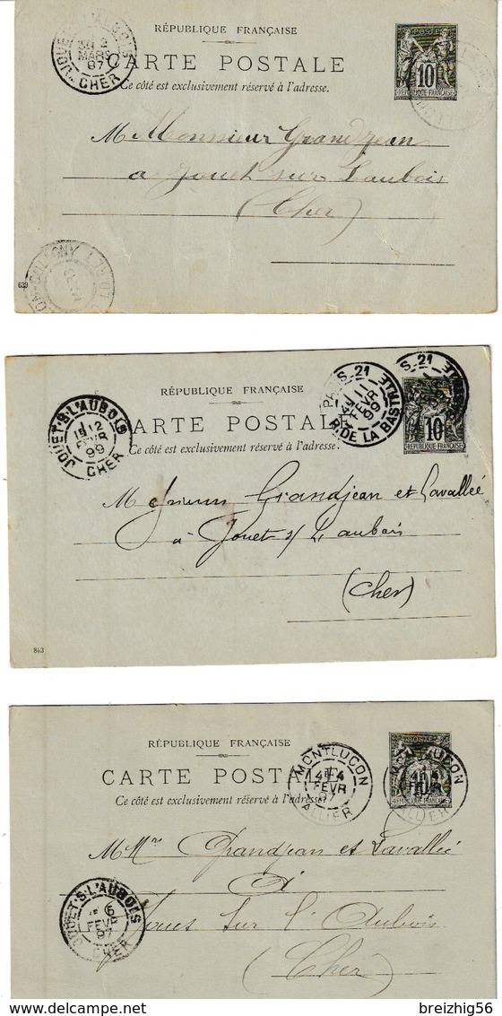 Cher JOUET SUR L'AUBOIS 18 Cartes Lettres Adressées à Mr Grandjean Fabricant De Chaux Entre 1895 Et 1904 - Autres & Non Classés