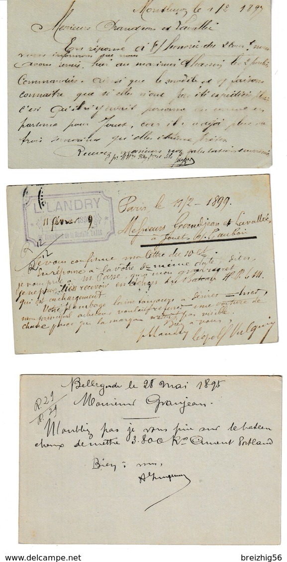 Cher JOUET SUR L'AUBOIS 18 Cartes Lettres Adressées à Mr Grandjean Fabricant De Chaux Entre 1895 Et 1904 - Autres & Non Classés