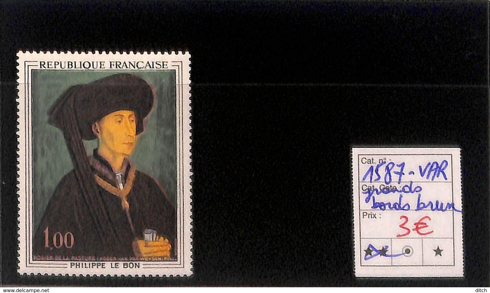 D - [816499]TB//**/Mnh-France 1969 - N° 1587v, Philippe Le Bon, Grands Bords Bruns, Variété - Unused Stamps