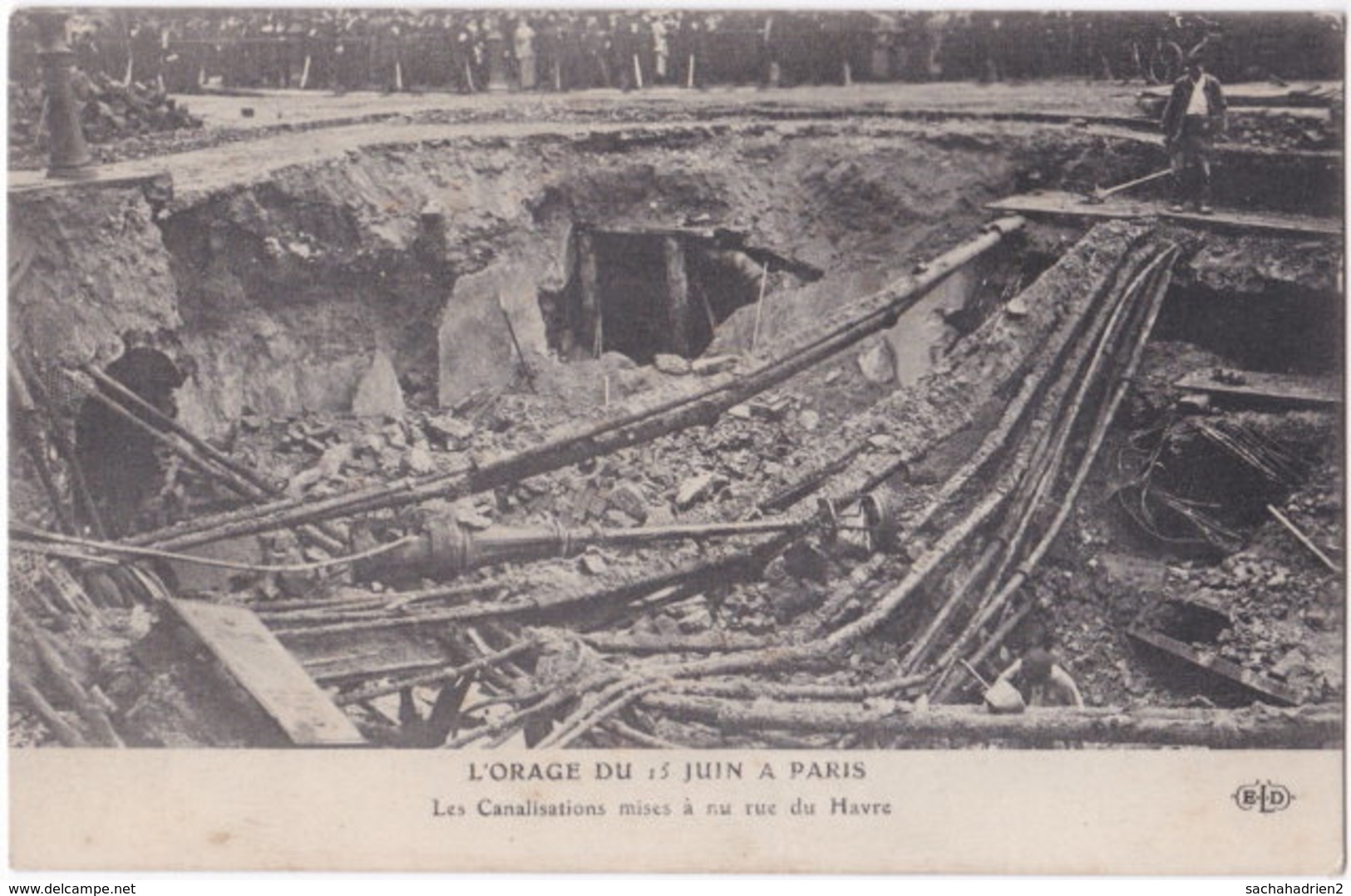 75. L'Orage Du 15 Juin à PARIS. Les Canalisations Mises à Nu Rue Du Havre - Autres & Non Classés