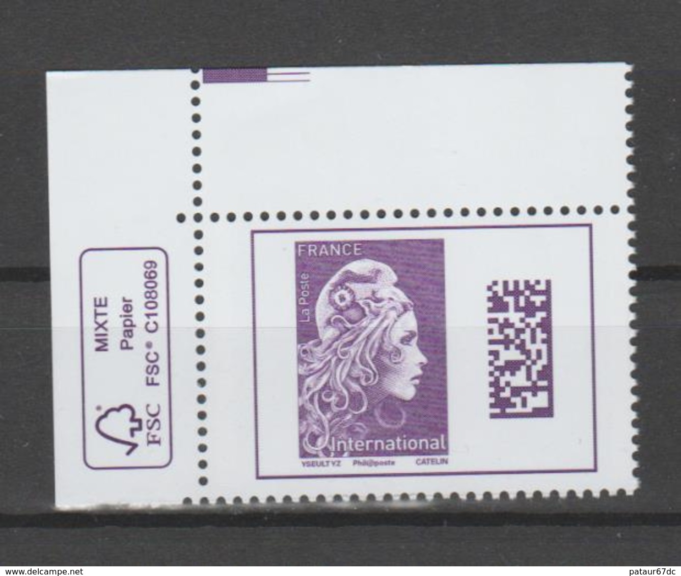 FRANCE / 2019 / Y&T N° 5291 ** : Marianne D'YZ (gommée De Feuille) TVP International X 1 CdF FSC - Unused Stamps