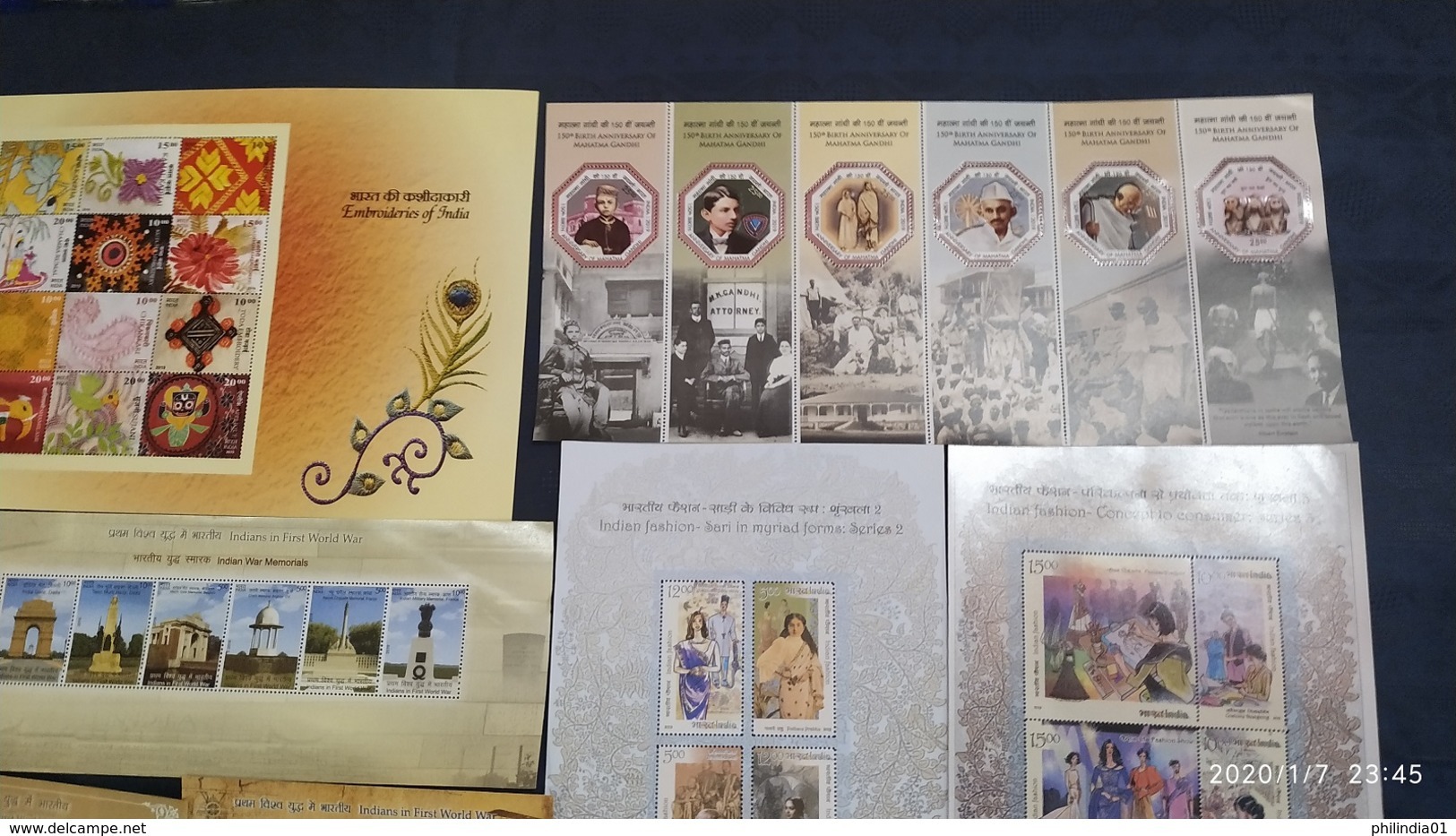 India 2019 Year Pack Of 20 M/s On Mahatma Gandhi Fragrance Sikhism Fashion Textile WW I Joints Issue MNH - Annate Complete