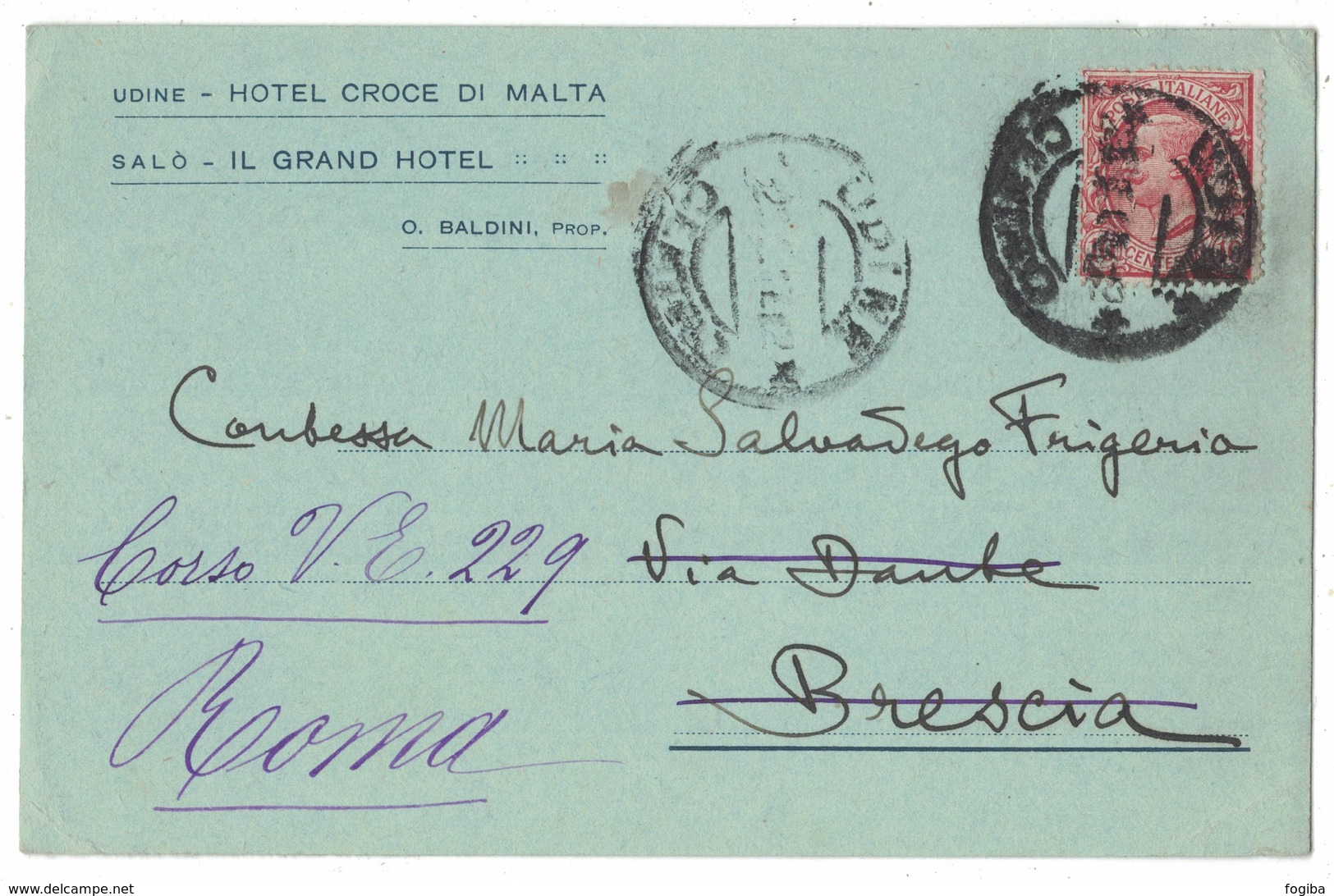 IZ62   Regno 1917 - Cartolina Postale UDINE HOTEL CROCE DI MALTA - Poststempel