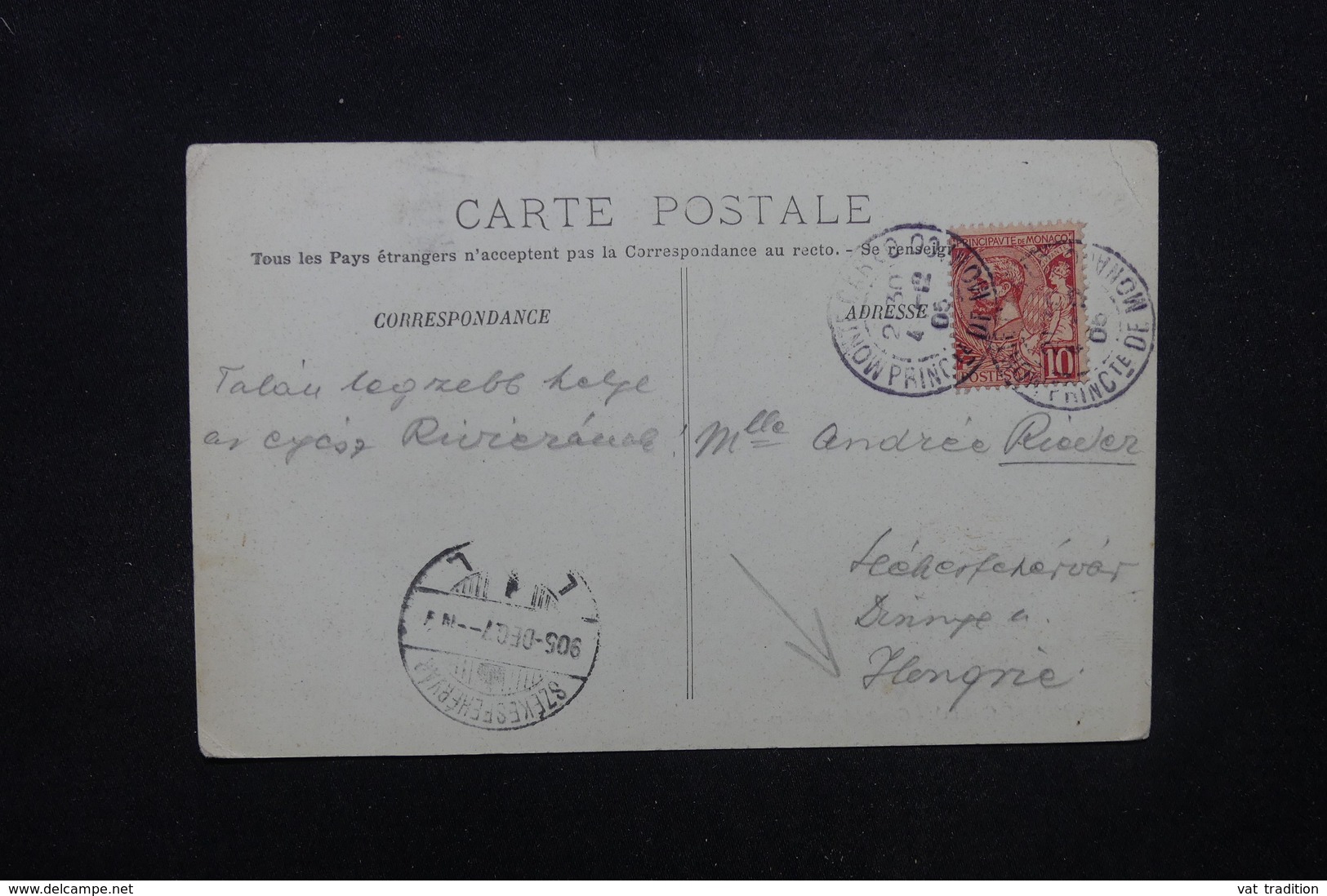 MONACO - Affranchissement De Monaco Sur Carte Postale En 1905 Pour La Hongrie - L 52030 - Briefe U. Dokumente