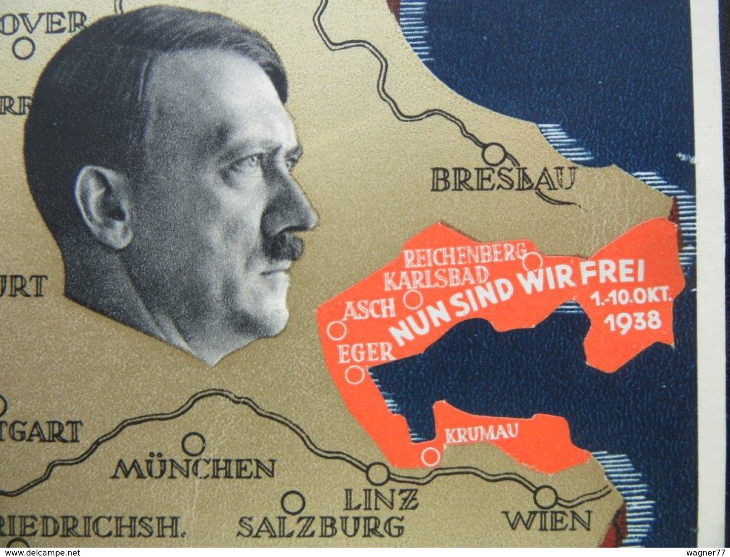 Propaganda Postkarte Hitler 1938 "Nun Sind Wir Frei" + Sonderstempel - Covers & Documents