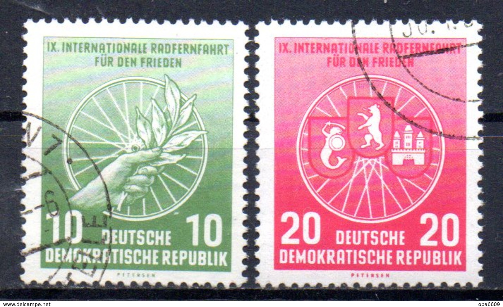 (DDR-BM1) DDR "Internationale Radfernfahrt Für Den Frieden Warschau-Berlin-Prag" Mi 521/22 Bedarfsgestempelt - Gebruikt