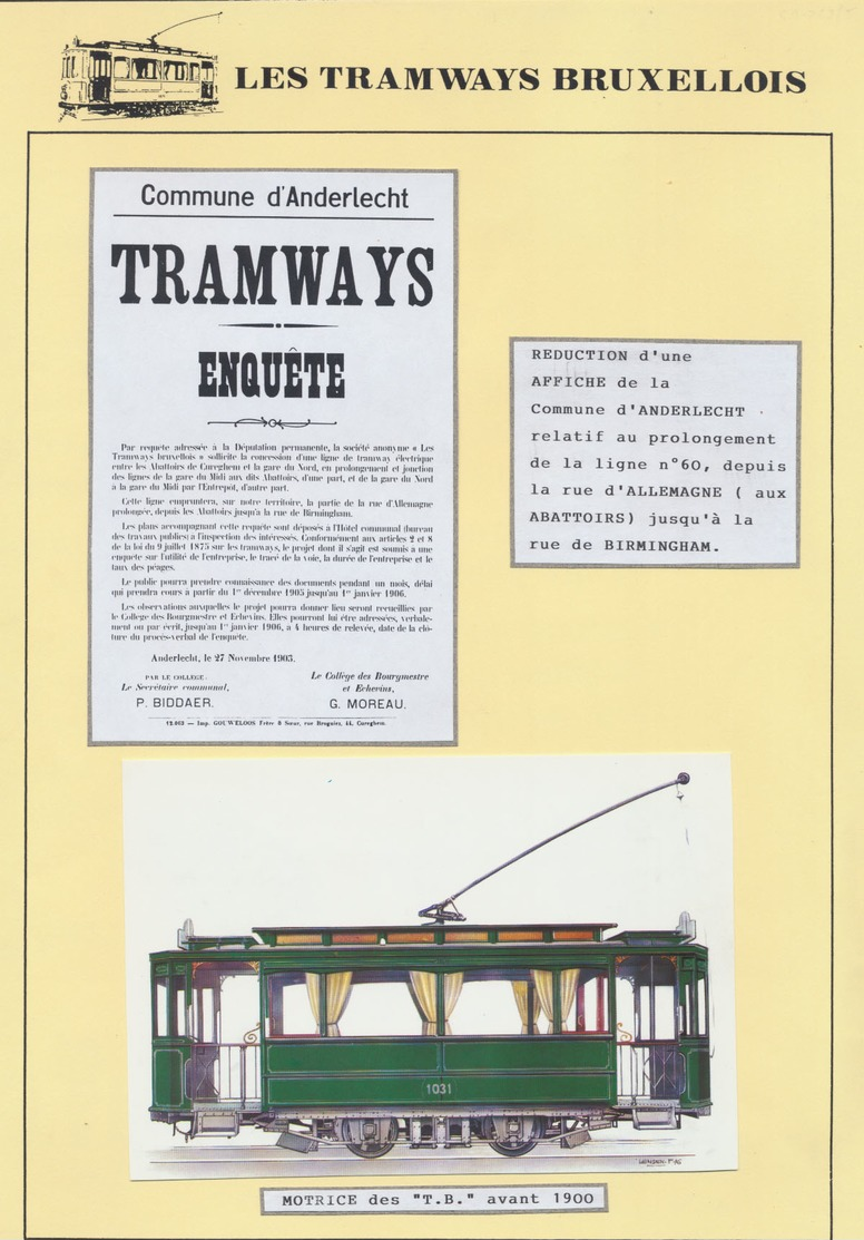 Tramways Bruxellois - Page De Collection : Affiche + Réduction "Commune D'Anderlecht - Tramways Enquête" (27/11/03) - Afiches