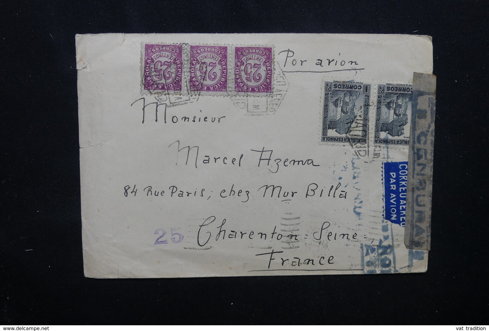 ESPAGNE - Enveloppe De Madrid Pour La France En 1938 Avec Censure, Affranchissement Plaisant - L 52064 - Republicans Censor Marks