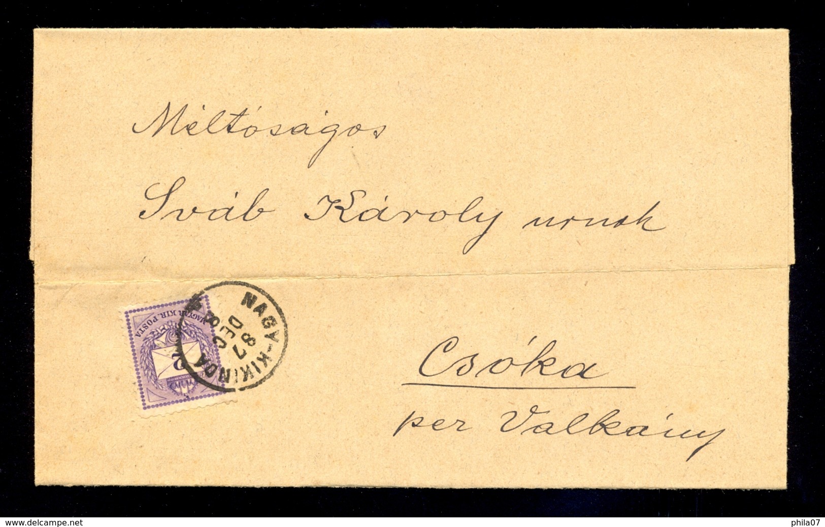 Serbia - Printed Matter Sent From Velika Kikinda To Čoku 08.12. 1887. - Serbien