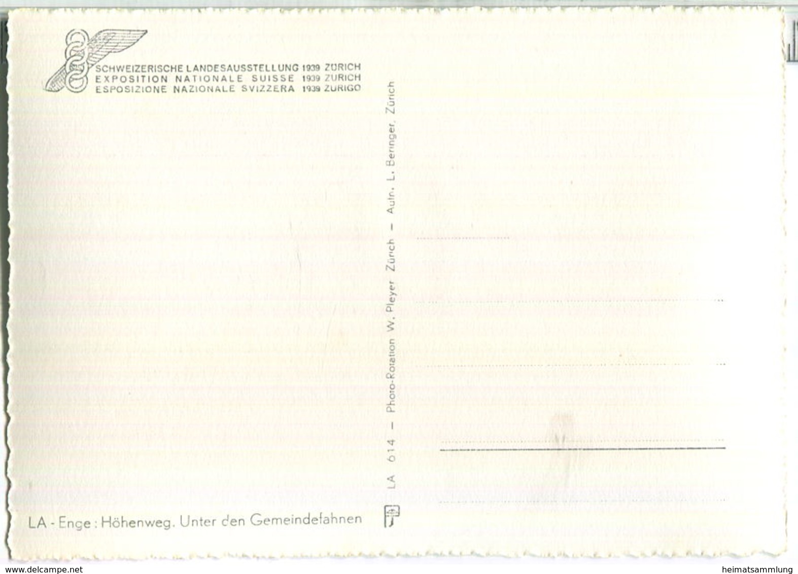 Zürich - Schweizerische Landesausstellung 1939 - Landesausstellung - Enge - Höhenweg - Unter Den Gemeindefahnen - Enge