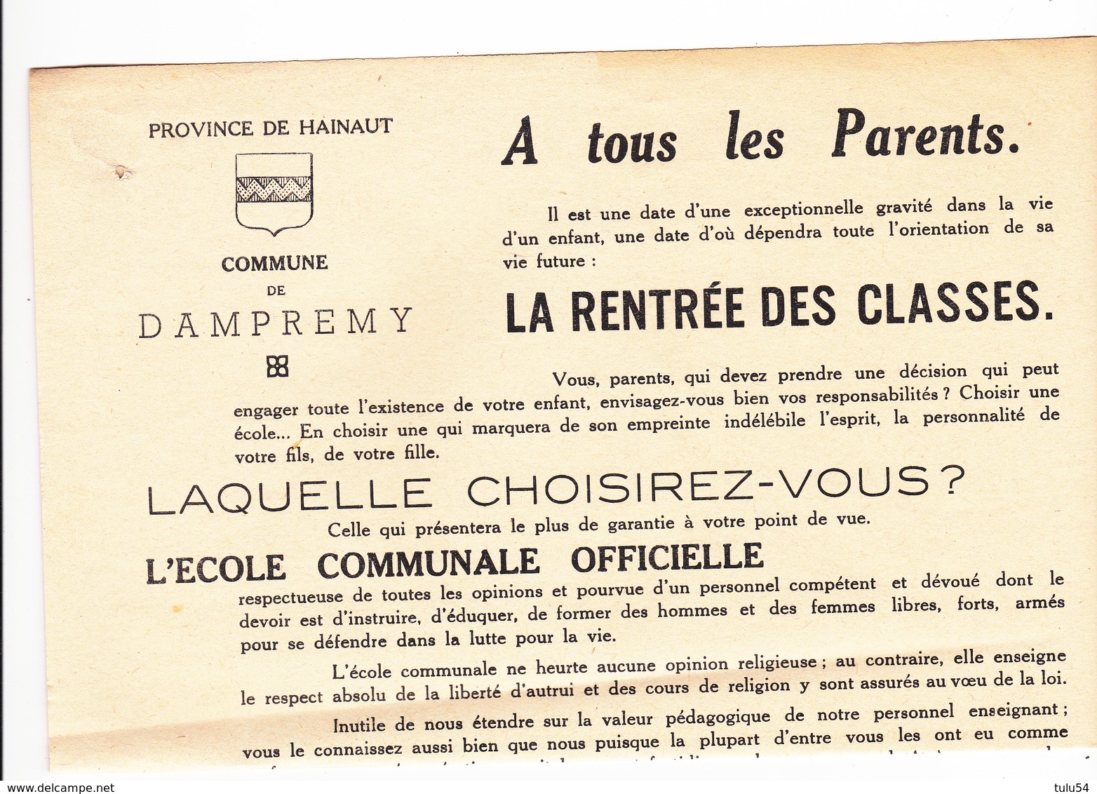 Commune De Dampremy  1952 - Collections