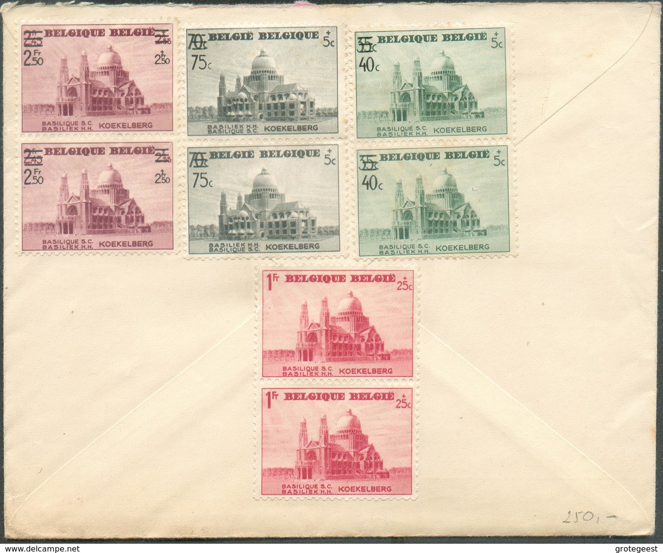 N°481/3 - Timbres De La Série BASILIQUE  De KOEKELBERG (paires) Au Verso D'une Lettre De GAND Le1-4-1942 Vers Anvers - L - Storia Postale