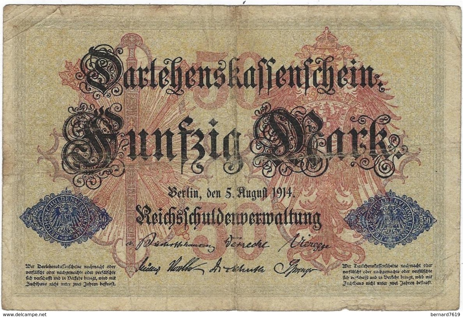 Billet De Banque Allemagne  50   Berlin1914 - 50 Mark