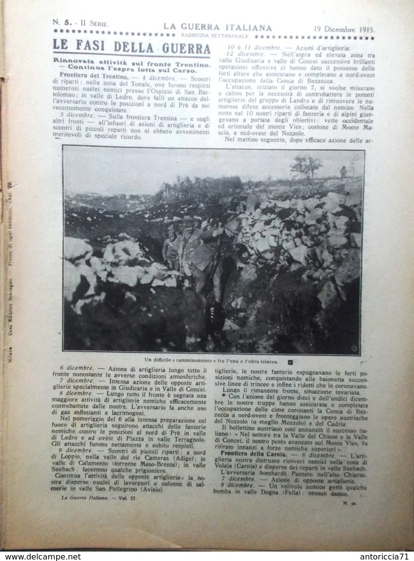 La Guerra Italiana 19 Dicembre 1915 WW1 Ancona Mariano Monfalcone Cima Trieste - Guerra 1914-18