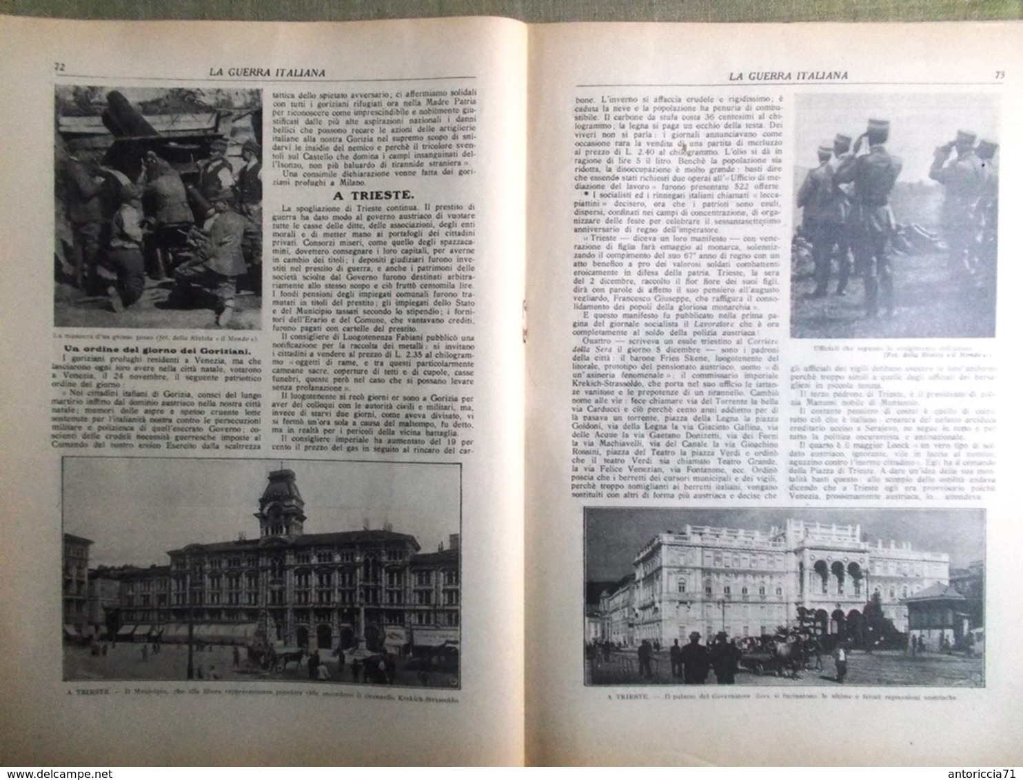 La Guerra Italiana 19 Dicembre 1915 WW1 Ancona Mariano Monfalcone Cima Trieste - Weltkrieg 1914-18