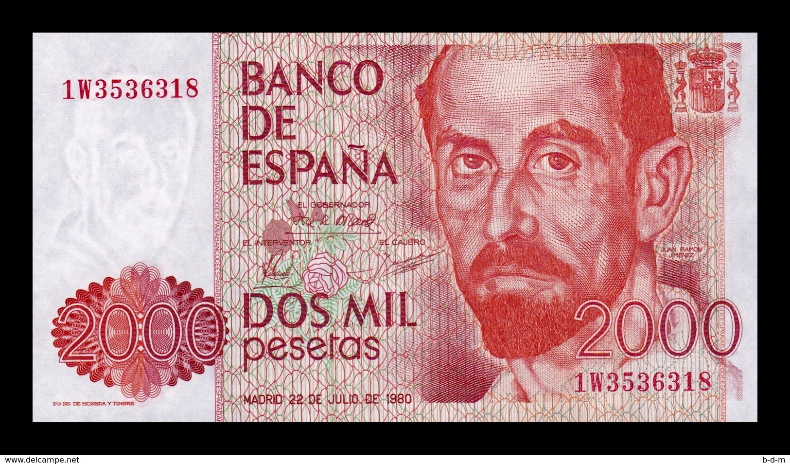 España 2000 Pesetas Juan Ramón Jiménez 1980 Pick 159 SC UNC - [ 4] 1975-… : Juan Carlos I