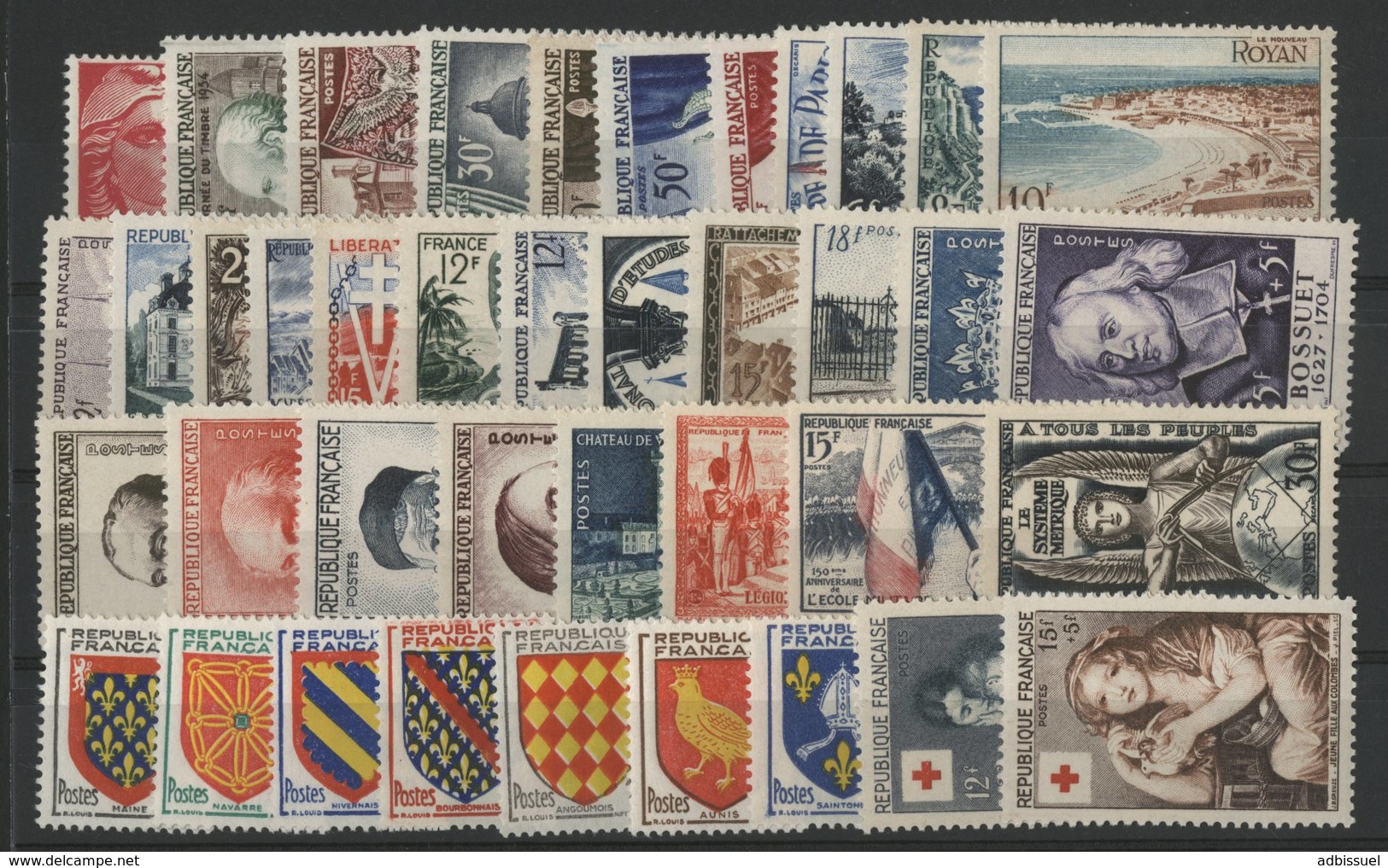 1954 ANNEE COMPLETE ** (MNH). Cote 315 €. N° 968 à 1007 Soit 40 Timbres. TB. - 1950-1959