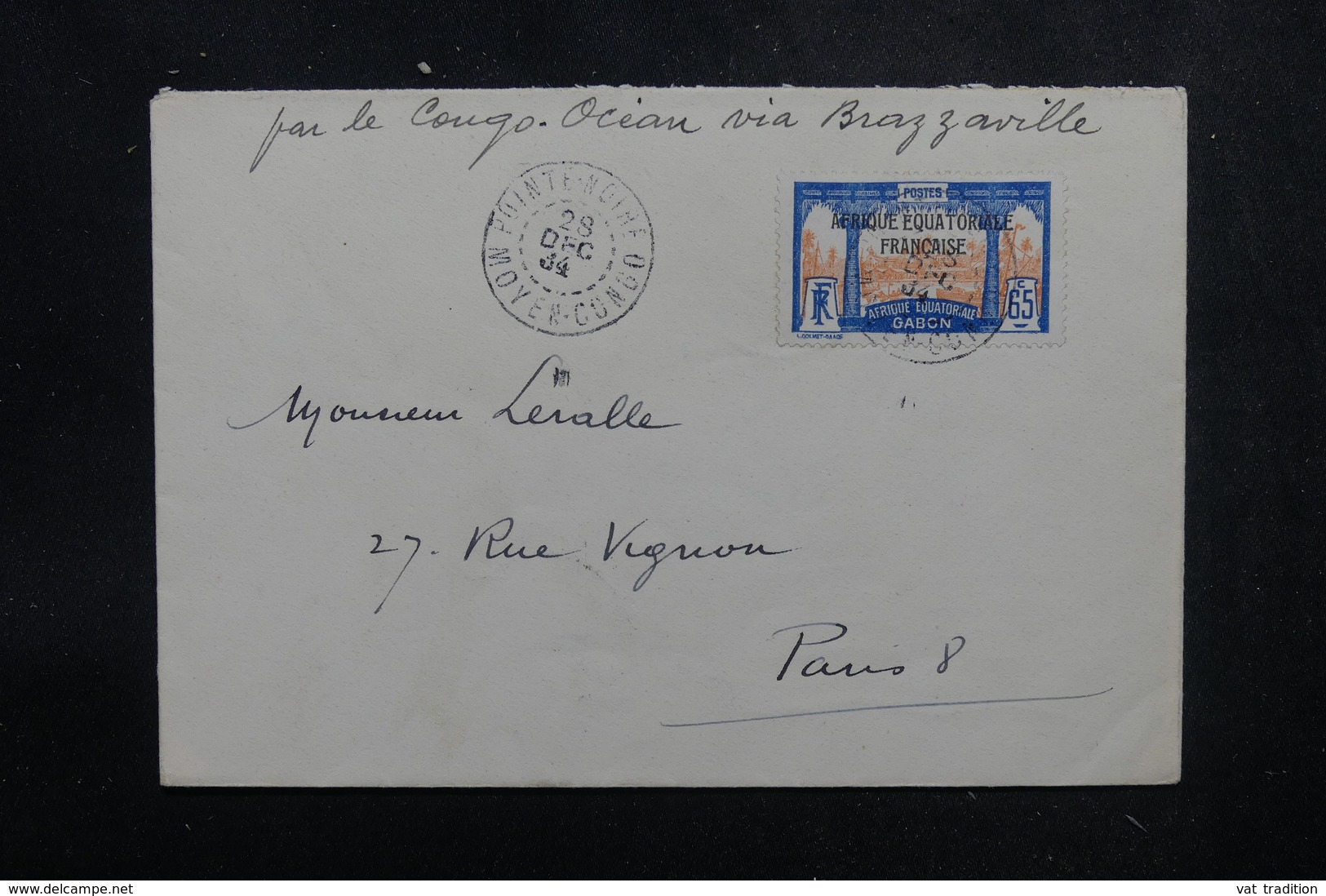 GABON - Affranchissement Plaisant De Pointe Noire Sur Enveloppe Pour Paris En 1934 - L 52118 - Covers & Documents