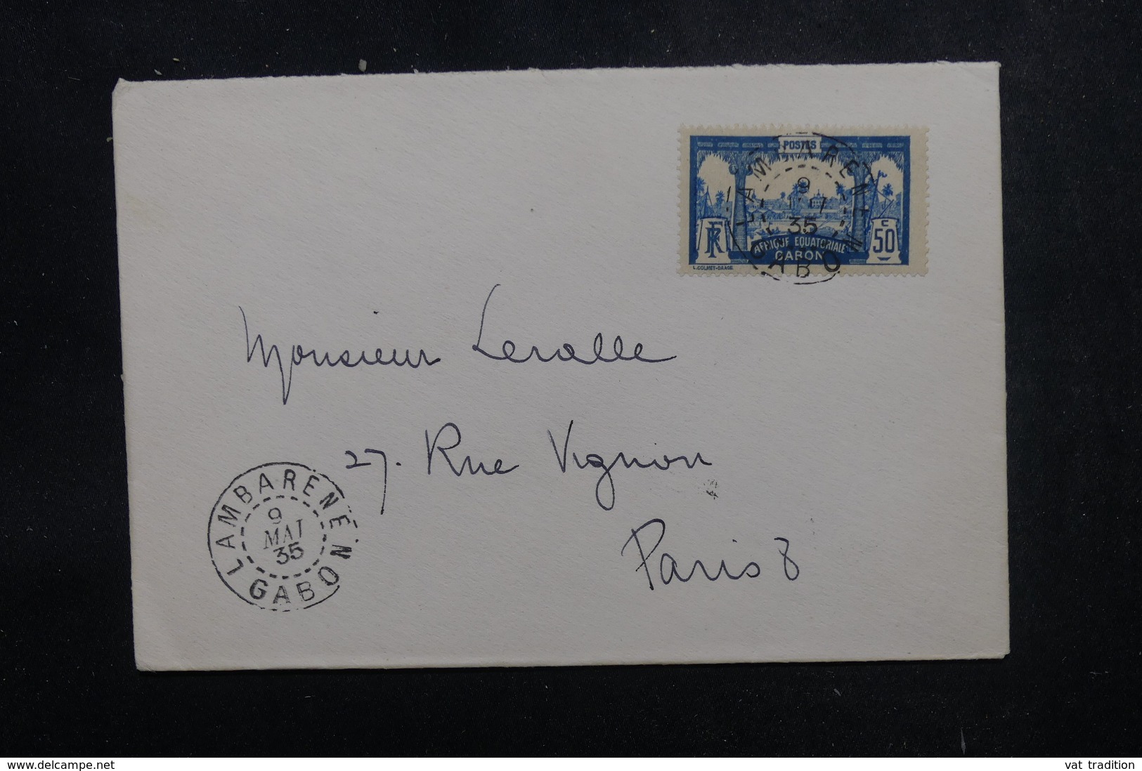 GABON - Affranchissement Plaisant De Lambarene Sur Enveloppe Pour Paris En 1935 - L 52119 - Cartas & Documentos