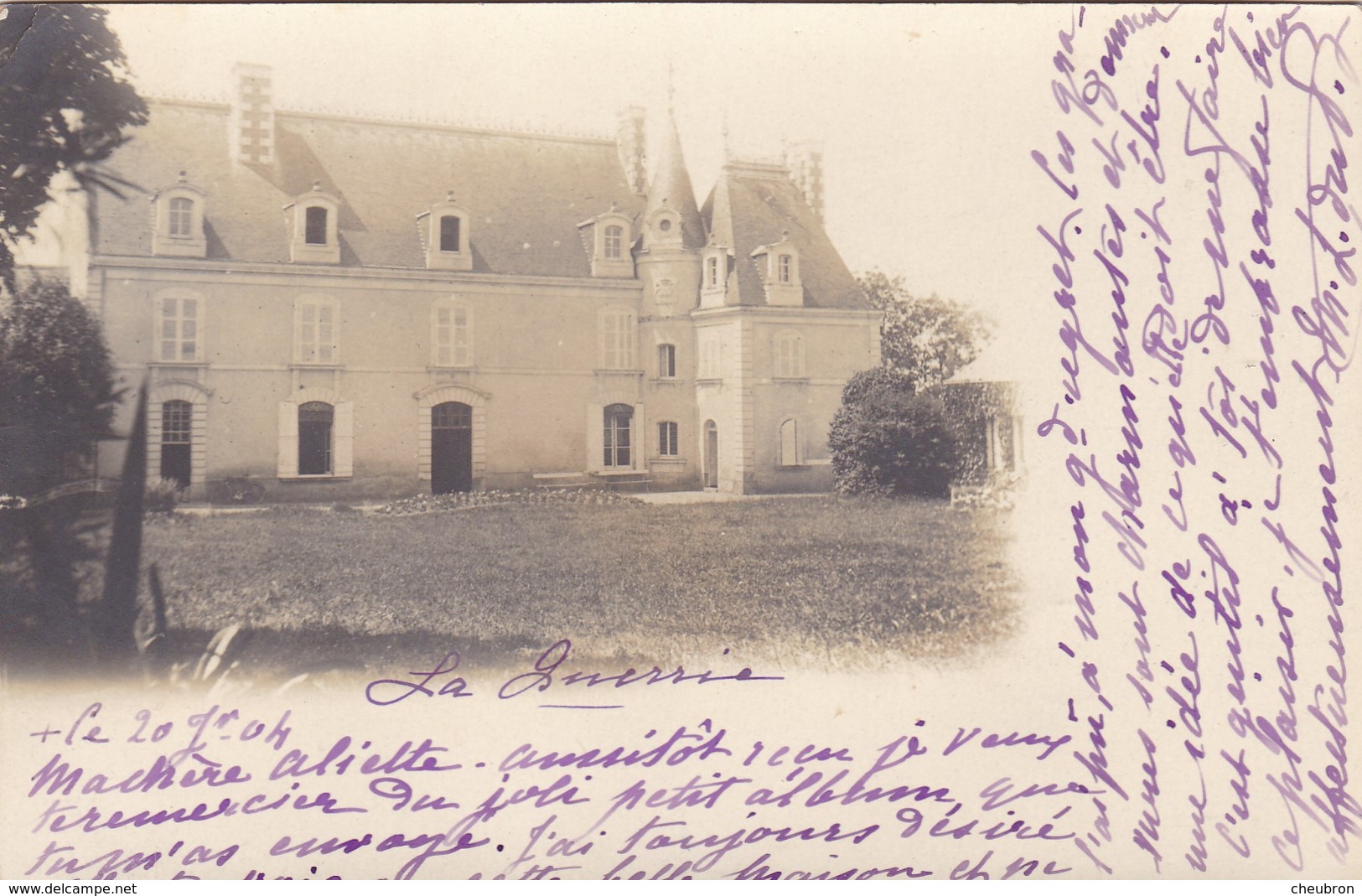 49 .FENEU. CARTE PHOTO. CHÂTEAU. DE LA QUERRIE ANNÉE 1904 + TEXTE - Autres & Non Classés