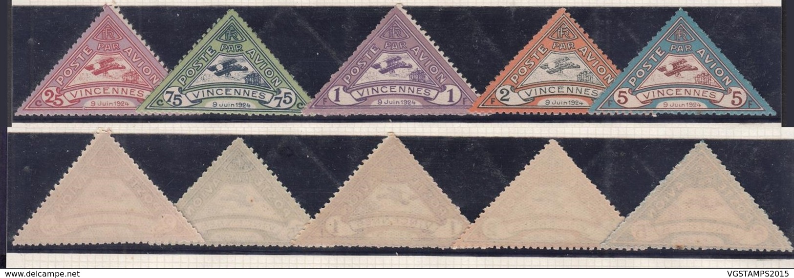 France - 5 Timbres Semi-officiels ** Du Meeting Aérien De Vincennes 9 Juin 1924 (RD449) DC5962 - Other & Unclassified