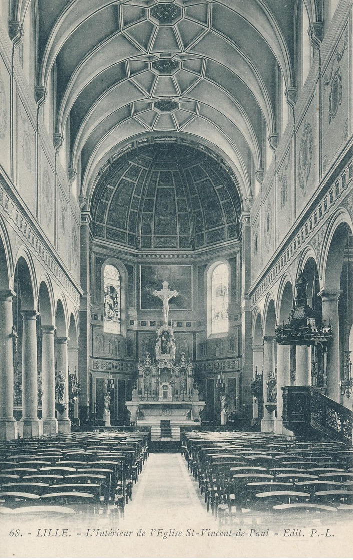 Lille Pl 68 Intérieur De L'Eglise Saint Vincent De Paul Peu Courant état Neuf - Lille