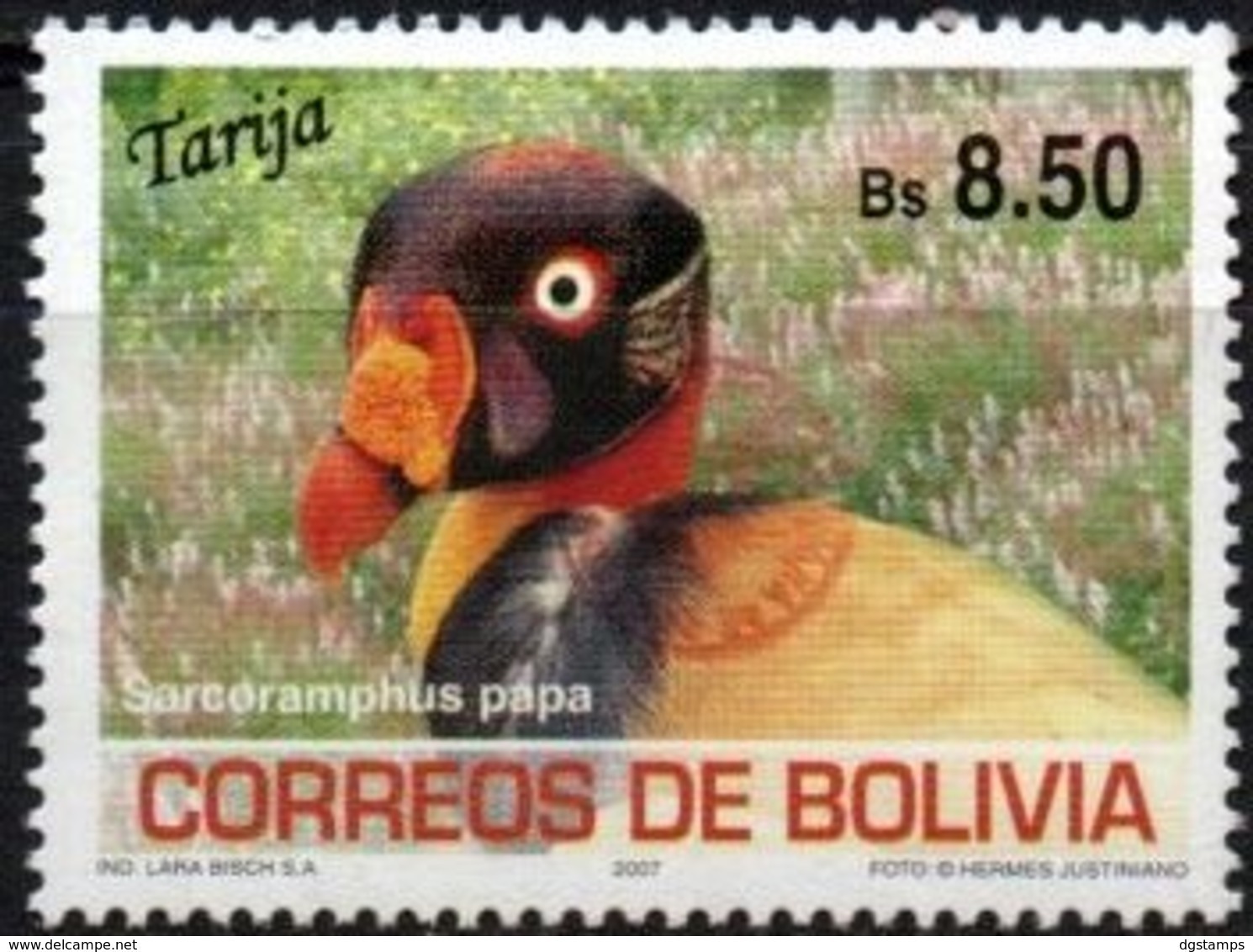 Bolivia 2018 ** CEFIBOL 2321 (Emision 2007 ECOBOL #1935) Departamento Tarija, Zopilote Rey Sarcoramphus Papa. - Bolivia