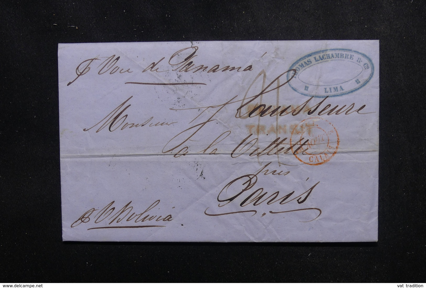 PEROU - Lettre De Lima Pour Paris En 1850 Via Callao , Cachet D'entrée Par Calais - L 52145 - Peru