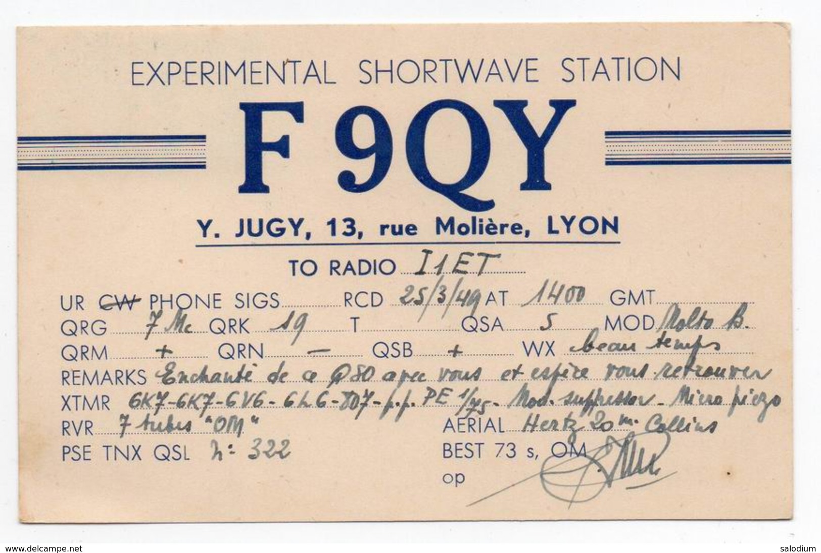 (*) Lyon - Francia France Erinnofilia - CB RADIO - Radioamatore - Radioamateur - QSL - Short Wave - Altri & Non Classificati