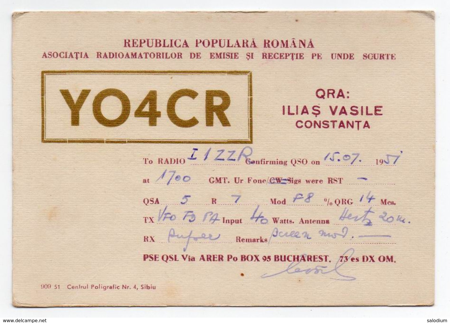 REPUBLICA POPULARA ROMANA - ROMANIA - BUCAREST BUCHAREST - CB RADIO - Radioamatore - Radioamateur - QSL - Short Wave - Altri & Non Classificati