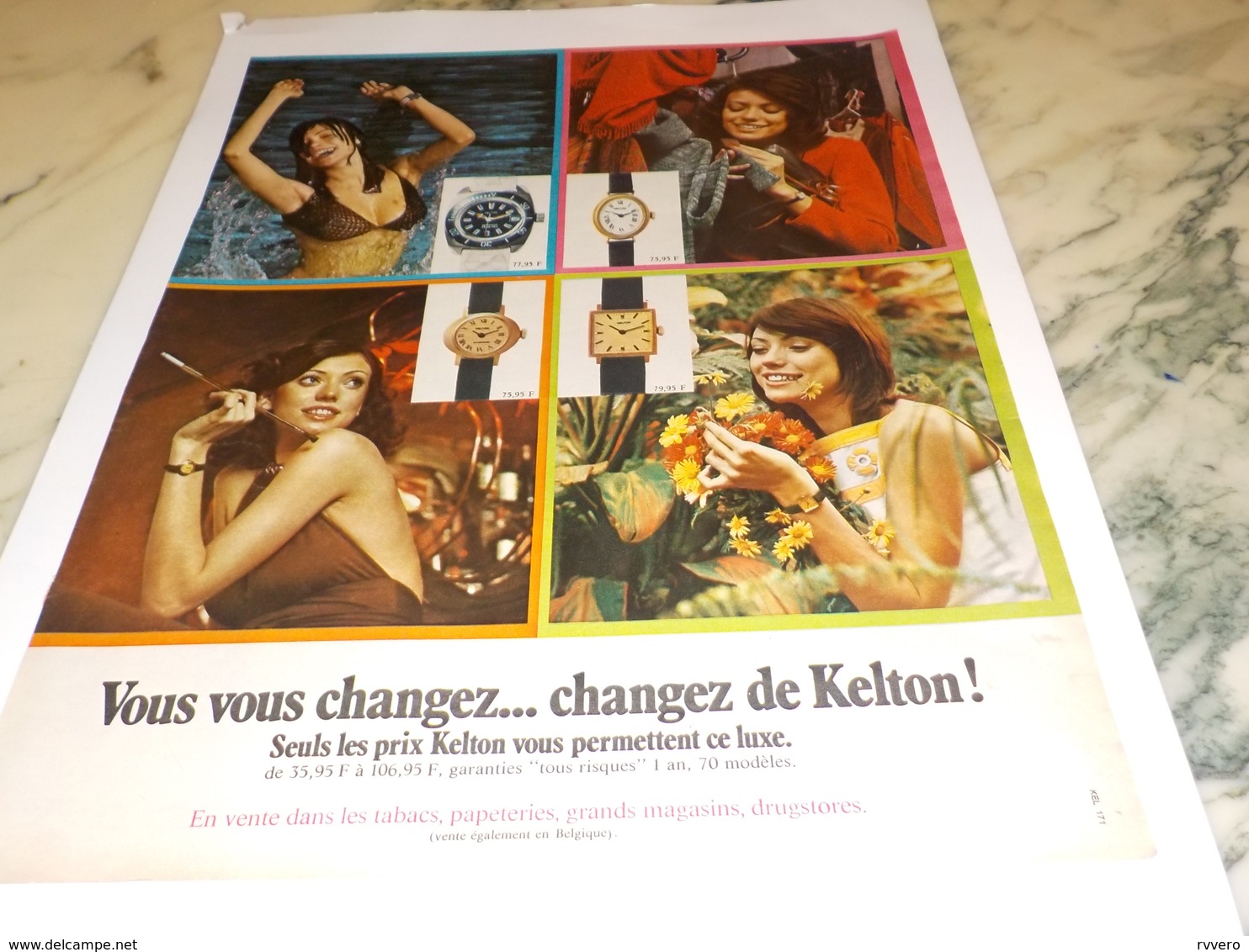 ANCIENNE PUBLICITE MONTRE KELTON  1971 - Autres & Non Classés