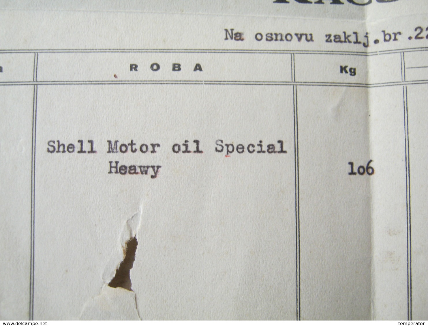 Shell - Oil Company, 1933. / ANGLO-JUGOSLAVENSKO PETROLEJSKO D.D. - Account For Shell Motor Oil Special Heawy - Covers & Documents