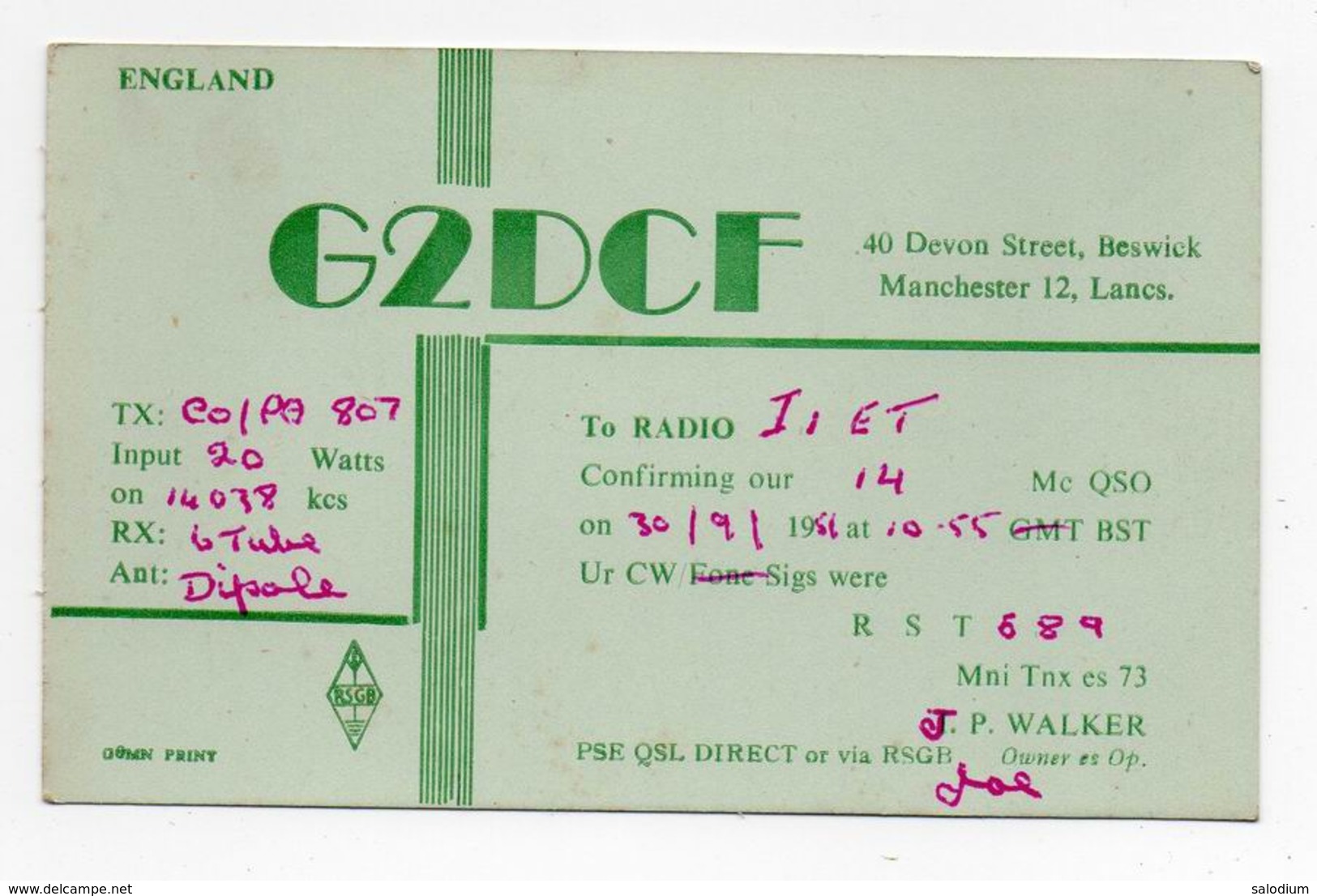 MANCHESTER . LANCS - ENGLIAND  - CB RADIO - Radioamatore - Radioamateur - QSL - Short Wave - Altri & Non Classificati