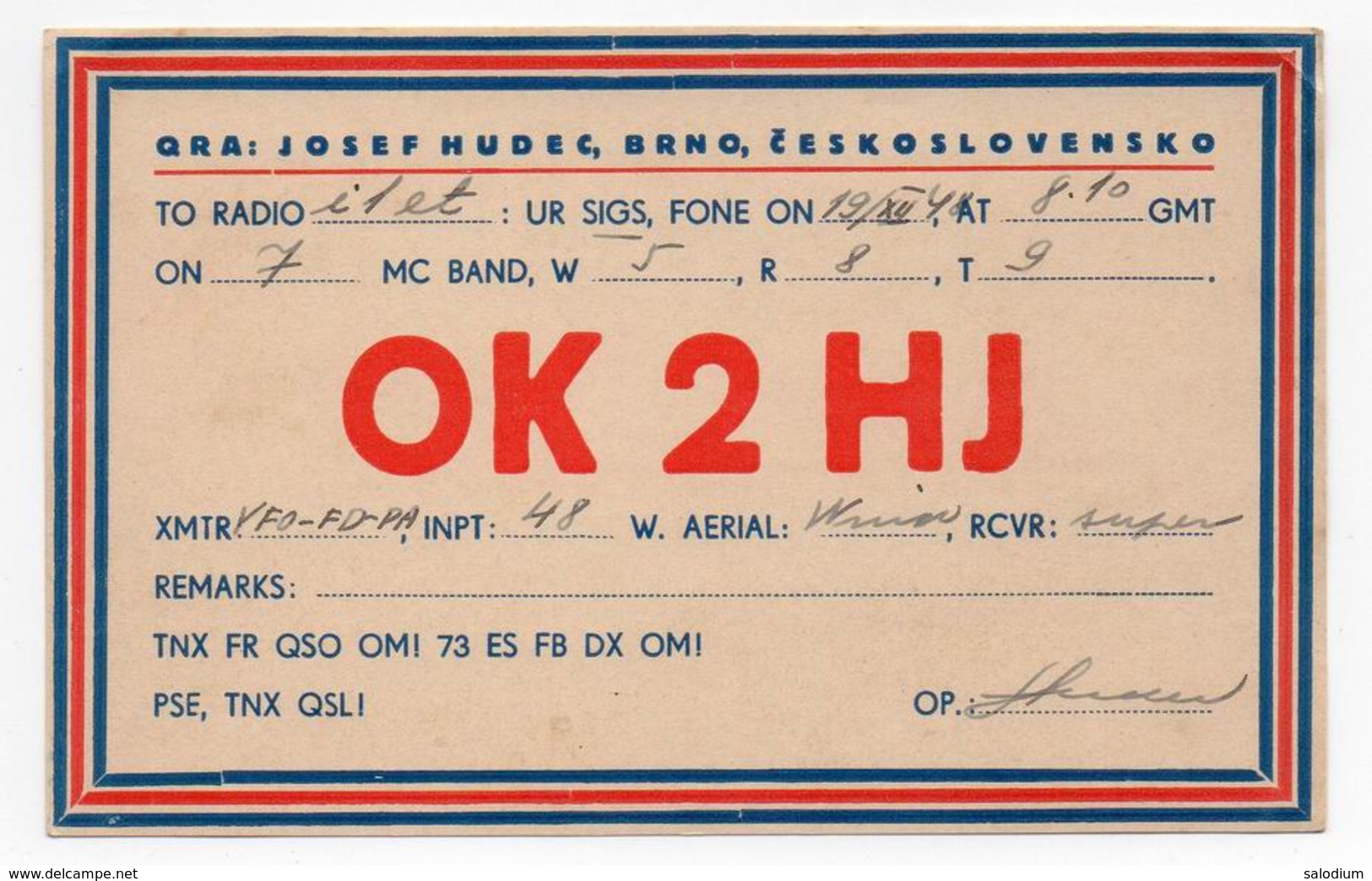 BRNO CESKOSLOVENSKO - CB RADIO - Radioamatore - Radioamateur - QSL - Short Wave - Altri & Non Classificati