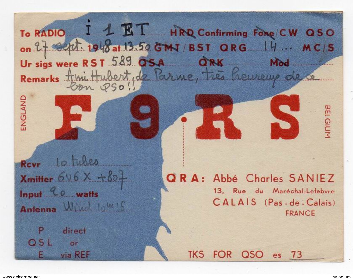 CALAIS PAS DE CALAIS FRANCE FRANCIA - Erinnofilia - CB RADIO - Radioamatore - Radioamateur - QSL - Short Wave - Altri & Non Classificati