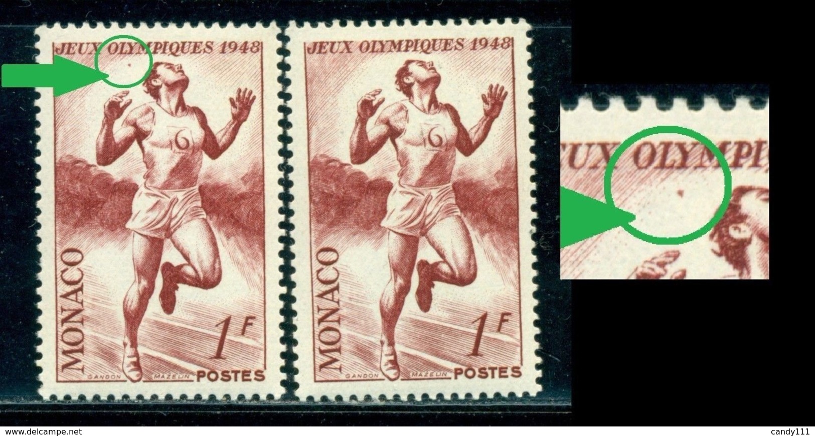 Monaco 1948 London Summer Olympics,Running,Competition,Mi.340 X2,MNH,ERROR - Estate 1948: Londra