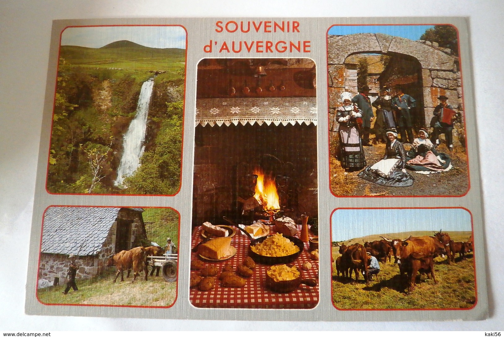 SOUVENIR D AUVERGNE MULTIVUES - CASCADE VACHES COSUMES FOLKLORIQUES - Auvergne