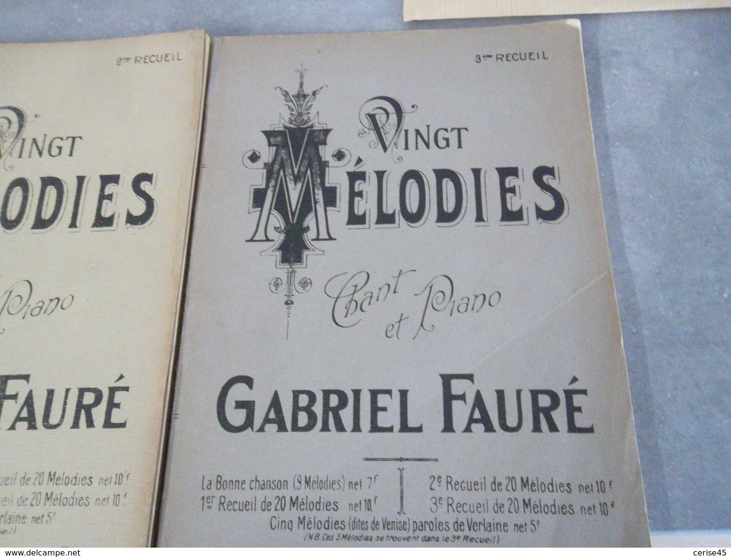 3 RECUEILS VINGT MELODIES  CHANT  PIANO  GABRIEL FAURE - Instruments à Clavier