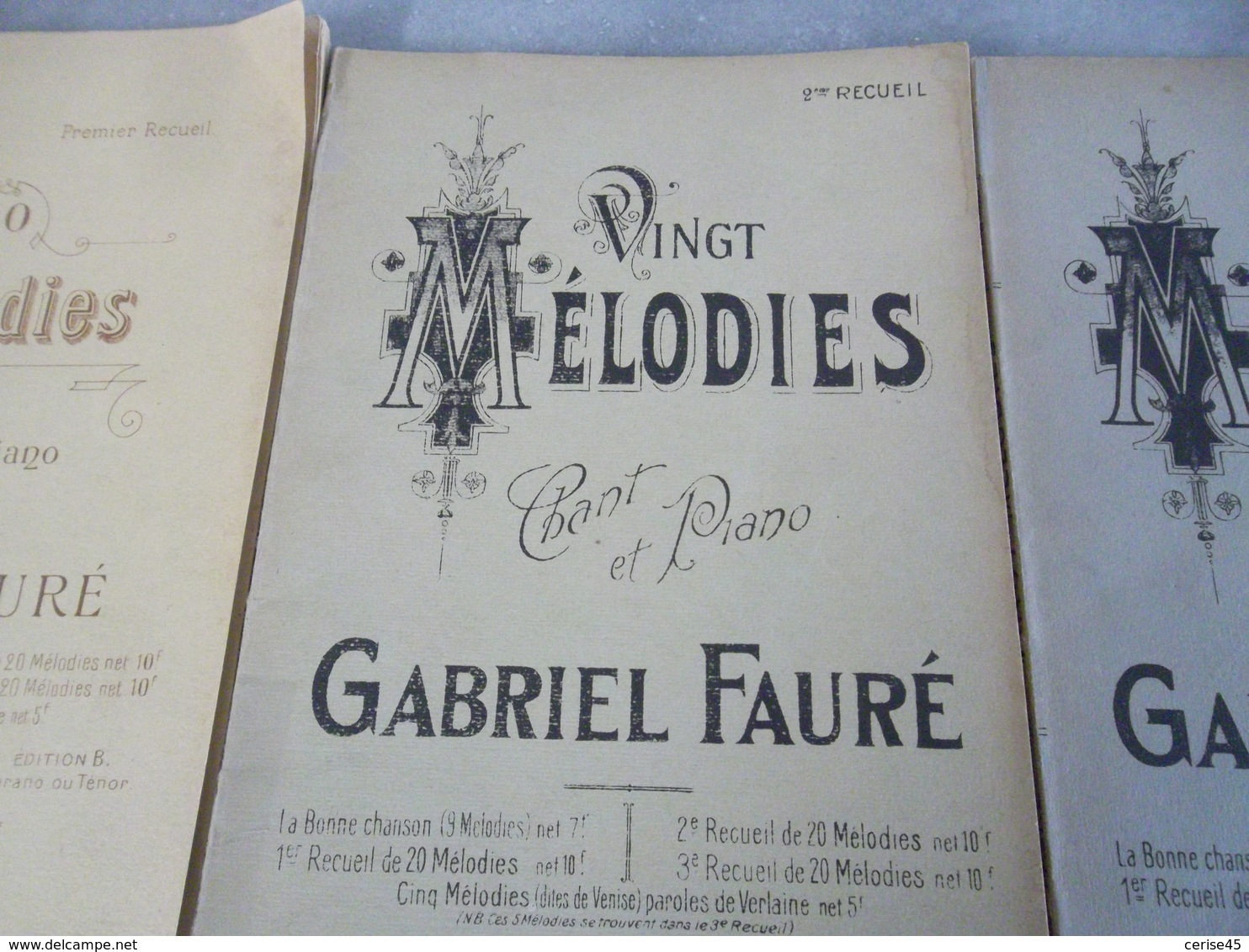 3 RECUEILS VINGT MELODIES  CHANT  PIANO  GABRIEL FAURE