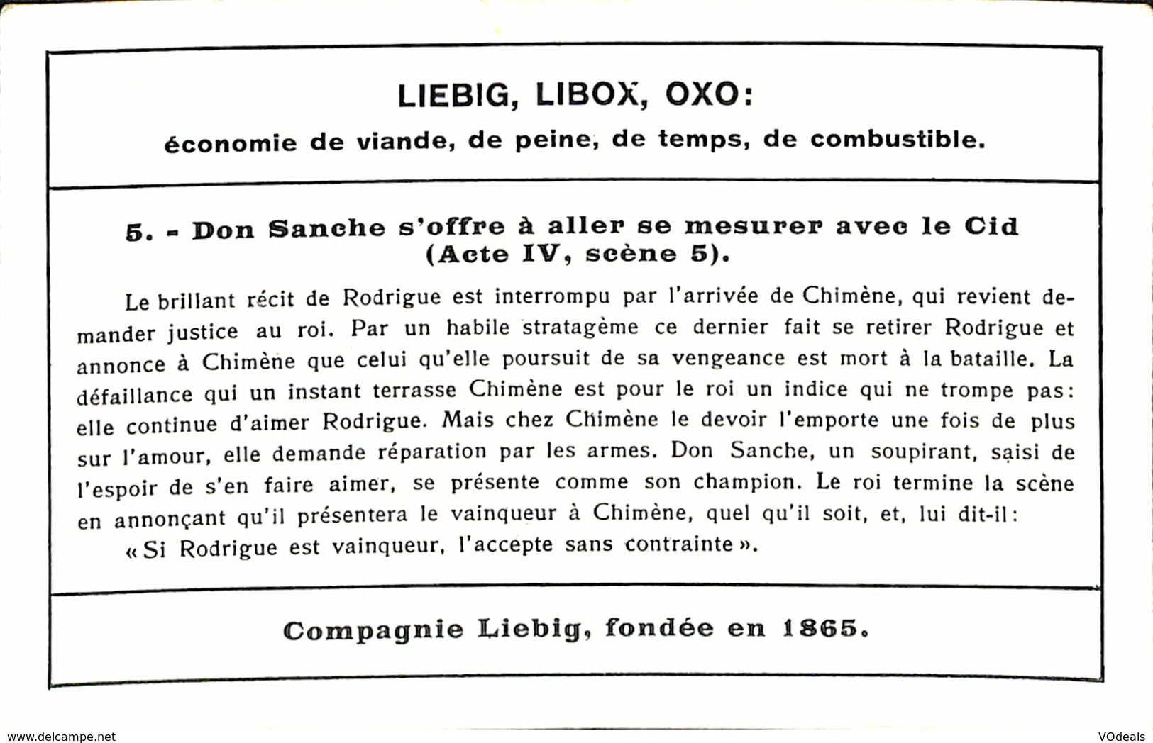 Chromo - Liebig - Le Cid - Tragédie De Corneille - 5 Don Sanche Veut Punir Le Cid - Liebig