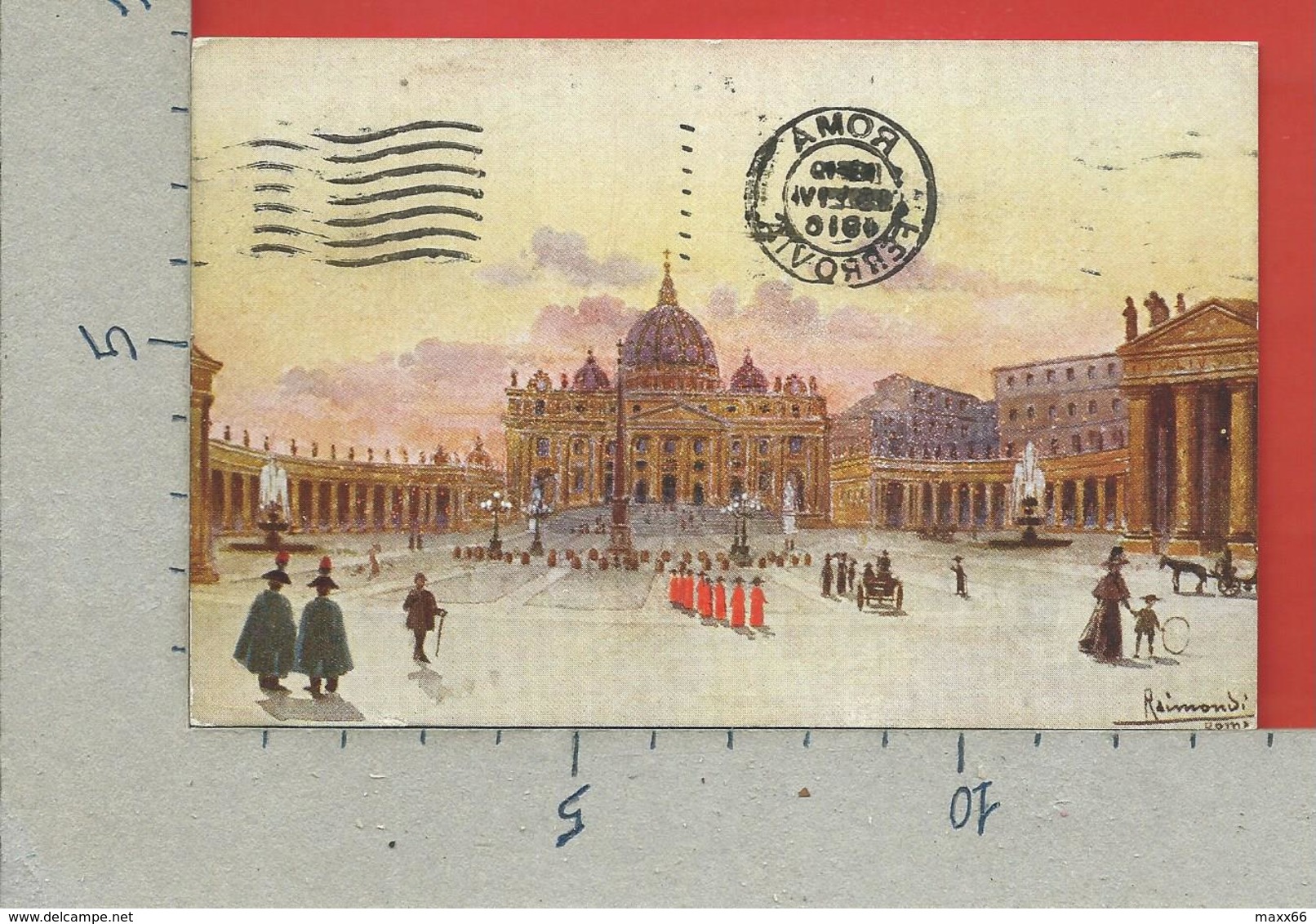 CARTOLINA VG ITALIA - ROMA - Piazza San Pietro - ILLUSTRATA RAIMONDI - 9 X 14 - 1916 - San Pietro