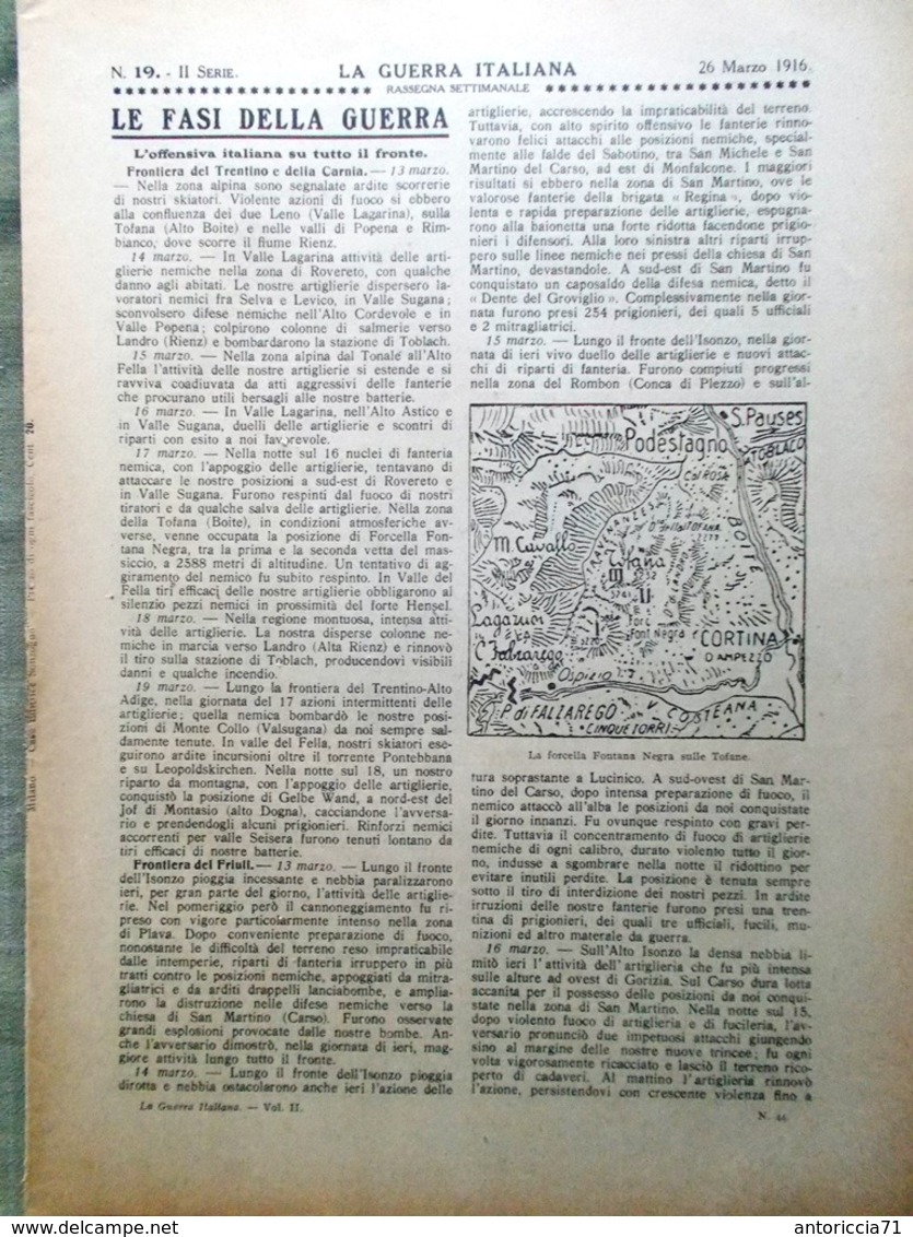 La Guerra Italiana 26 Marzo 1916 WW1 Martino Isonzo Alto Adige Tagliamento Selz - Guerre 1914-18