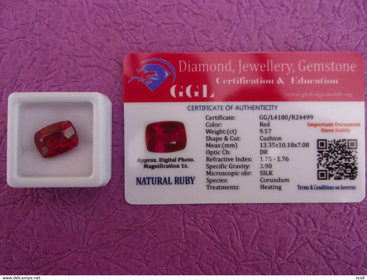 Rubis Rouge . 9,47 Carats. - Robijn