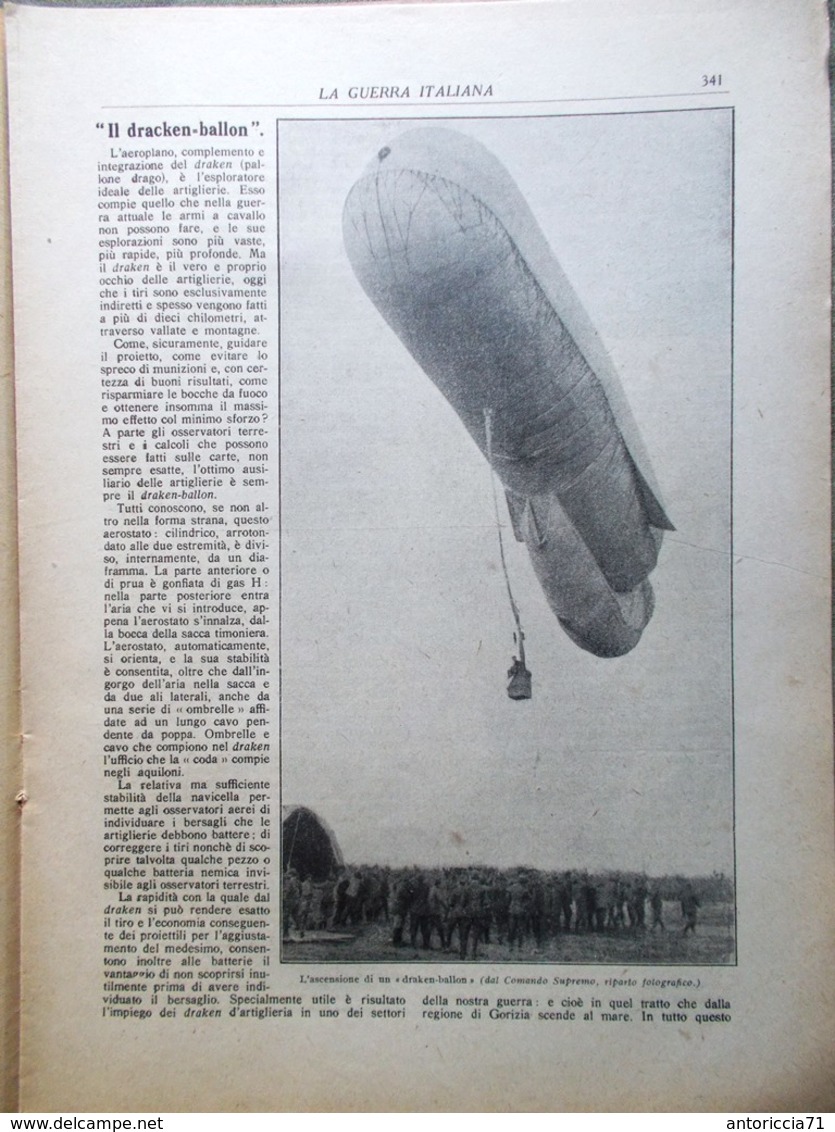 La Guerra Italiana 16 Aprile 1916 WW1 Monfalcone Aviatik Pallone Drago Valanghe - Guerra 1914-18